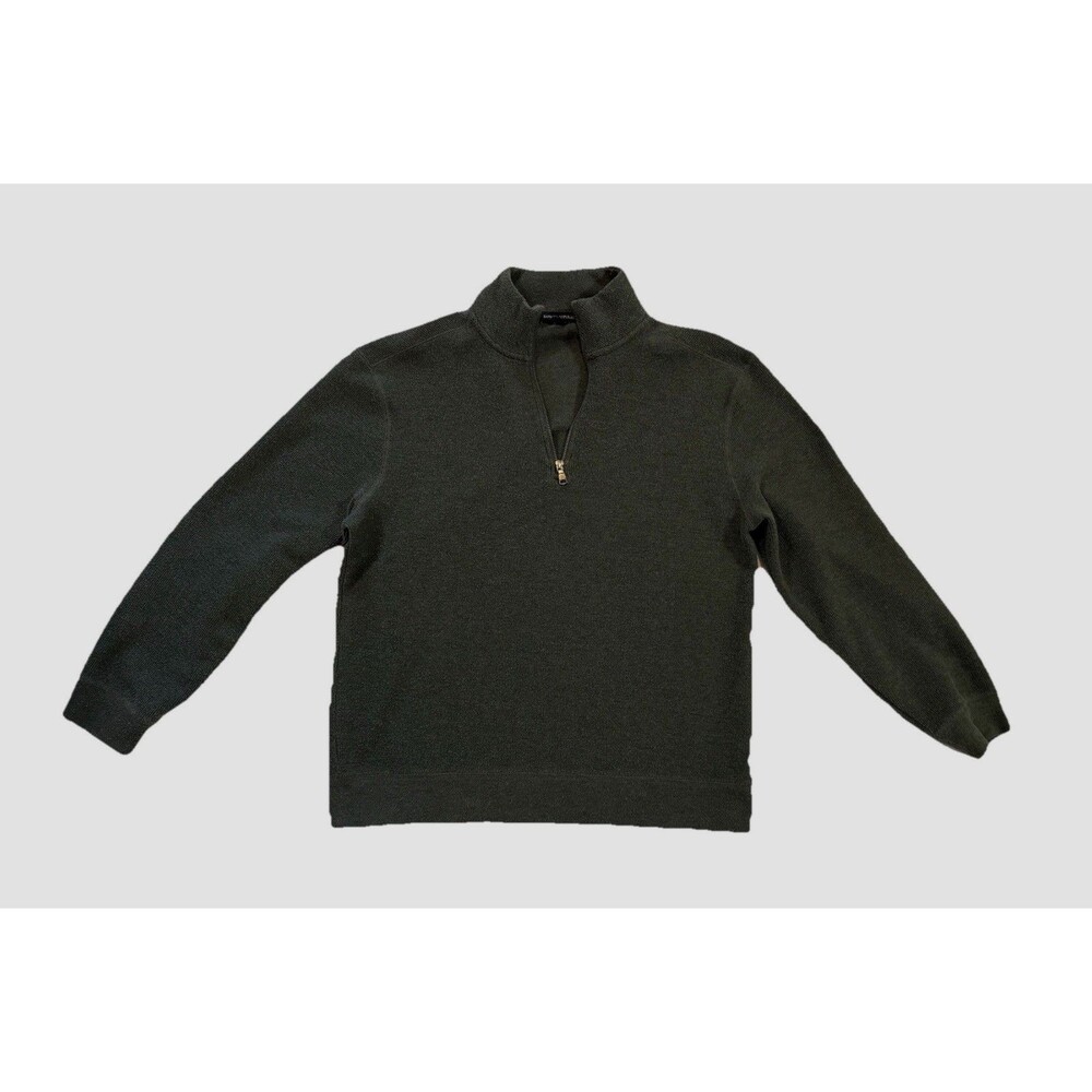Banana Republic Men’s 1/4 Zip Sweater Large Gray Green Casual Soft
